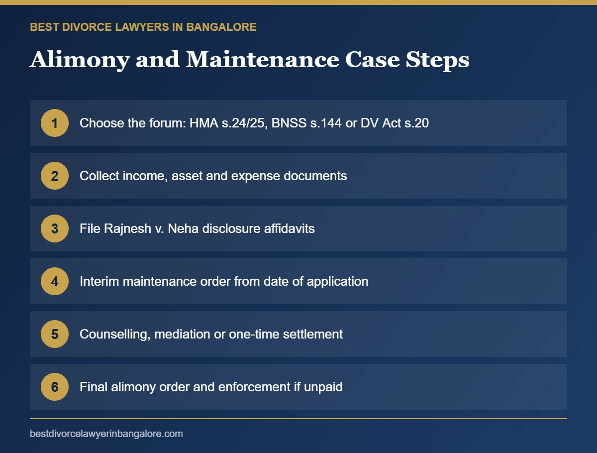 Best Alimony Lawyer in Bangalore: steps in an alimony and maintenance case in Bangalore