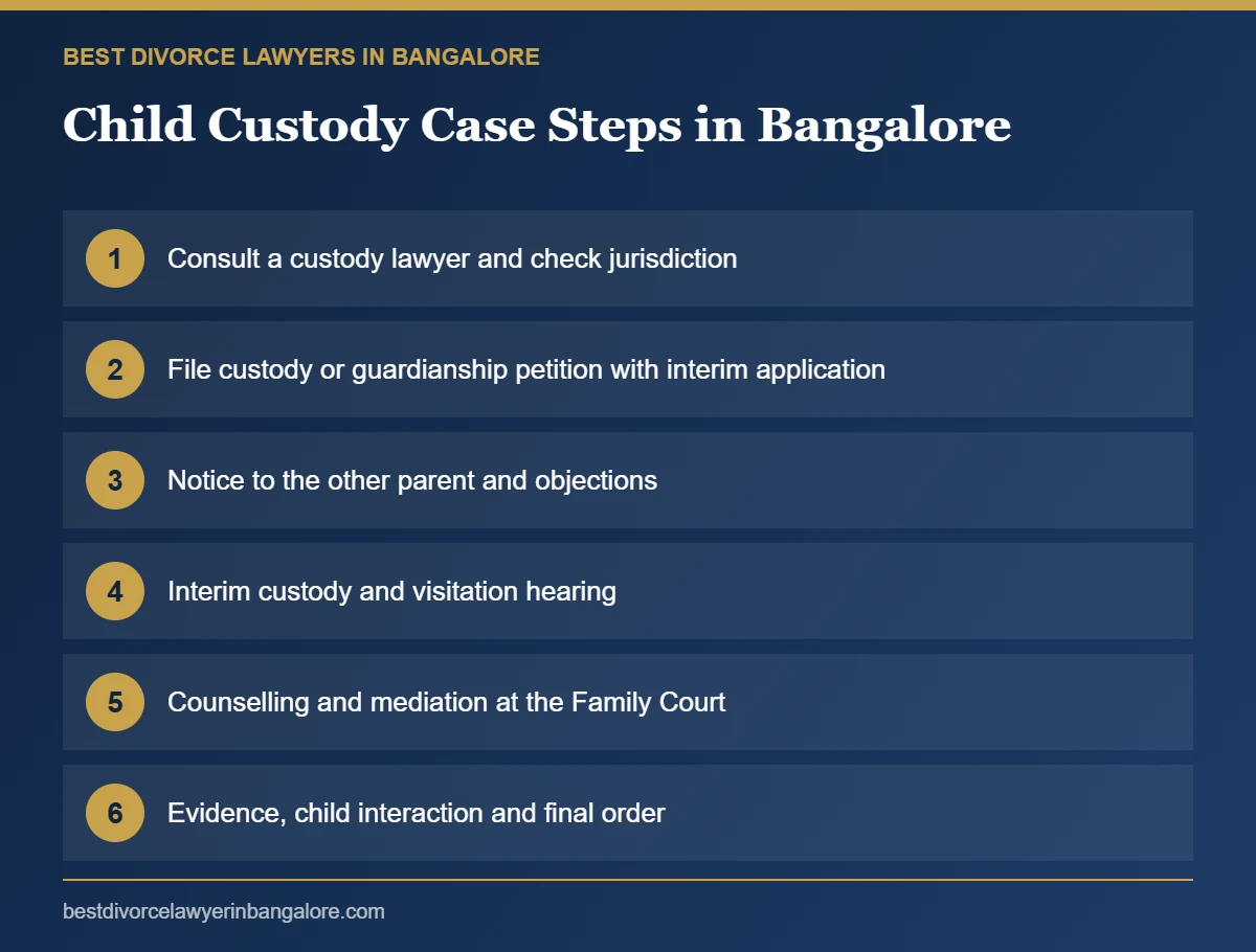 Best Child Custody Lawyer in Bangalore: steps in a child custody case at the Bengaluru Family Court