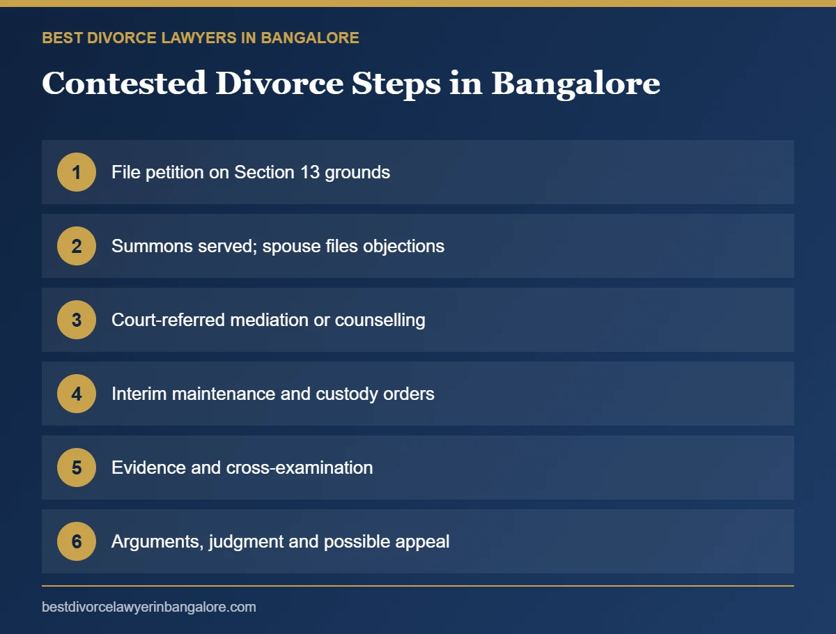Best Contested Divorce Lawyers in Bangalore: six stages of a contested divorce case at the Bengaluru Family Court Best Contested Divorce Lawyers in Bangalore: six stages of a contested divorce case at the Bengaluru Family Court
